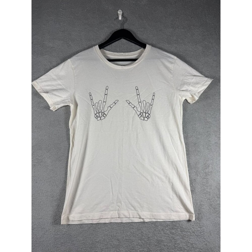 Desert Dreamer Skeleton Hands Graphic Tee Ivory Large Soft Cotton Blend Crewneck
